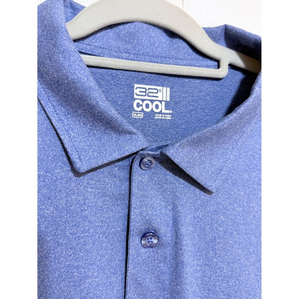 32 Degrees Cool Mens XL Blue Heathered Short Sleeve Performance Polo Shirt